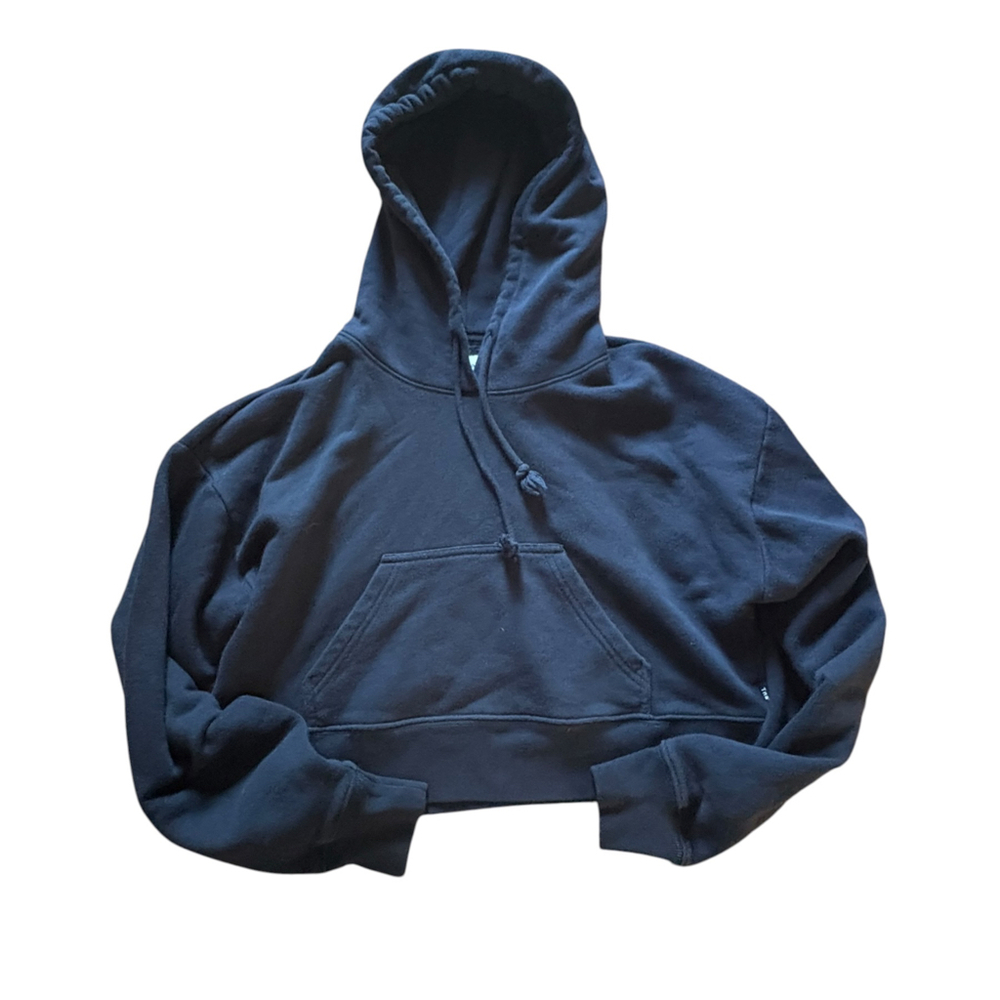 TNA Aritzia Navy Blue Cropped Pullover Hoodie XXS Fleece Sweatshirt